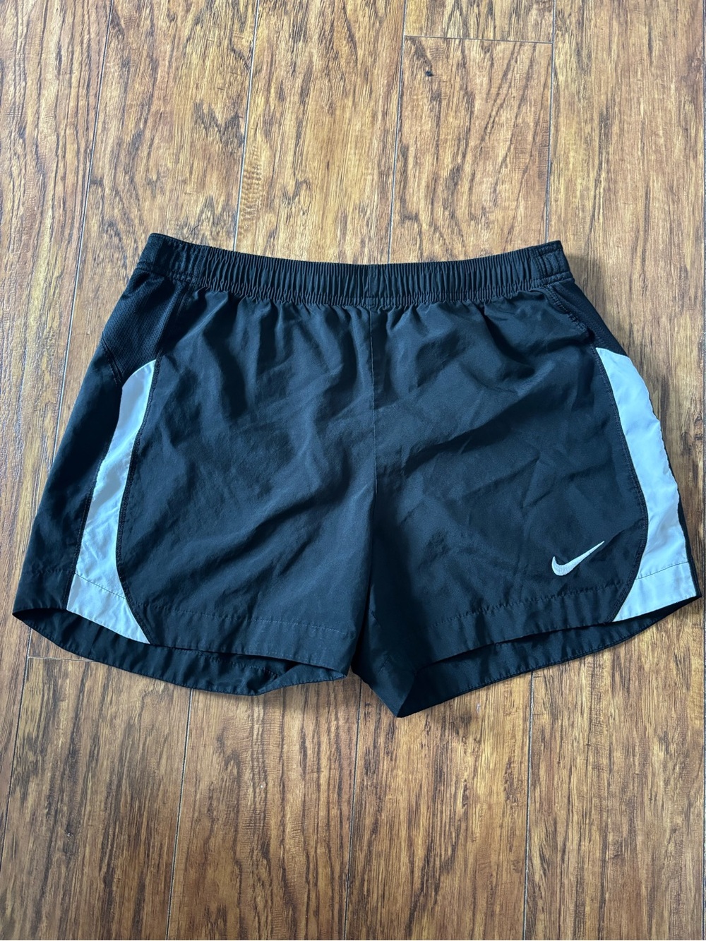 Nike Black Athletic Running Shorts with White Panels